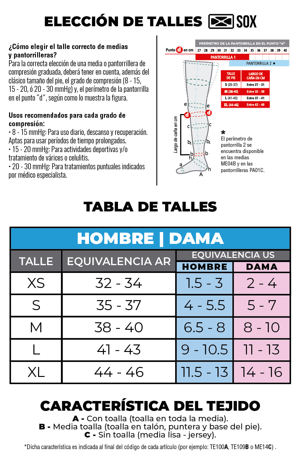 Medias Sox Descanso 15-20mmHg Compresión Media Unisex Negro