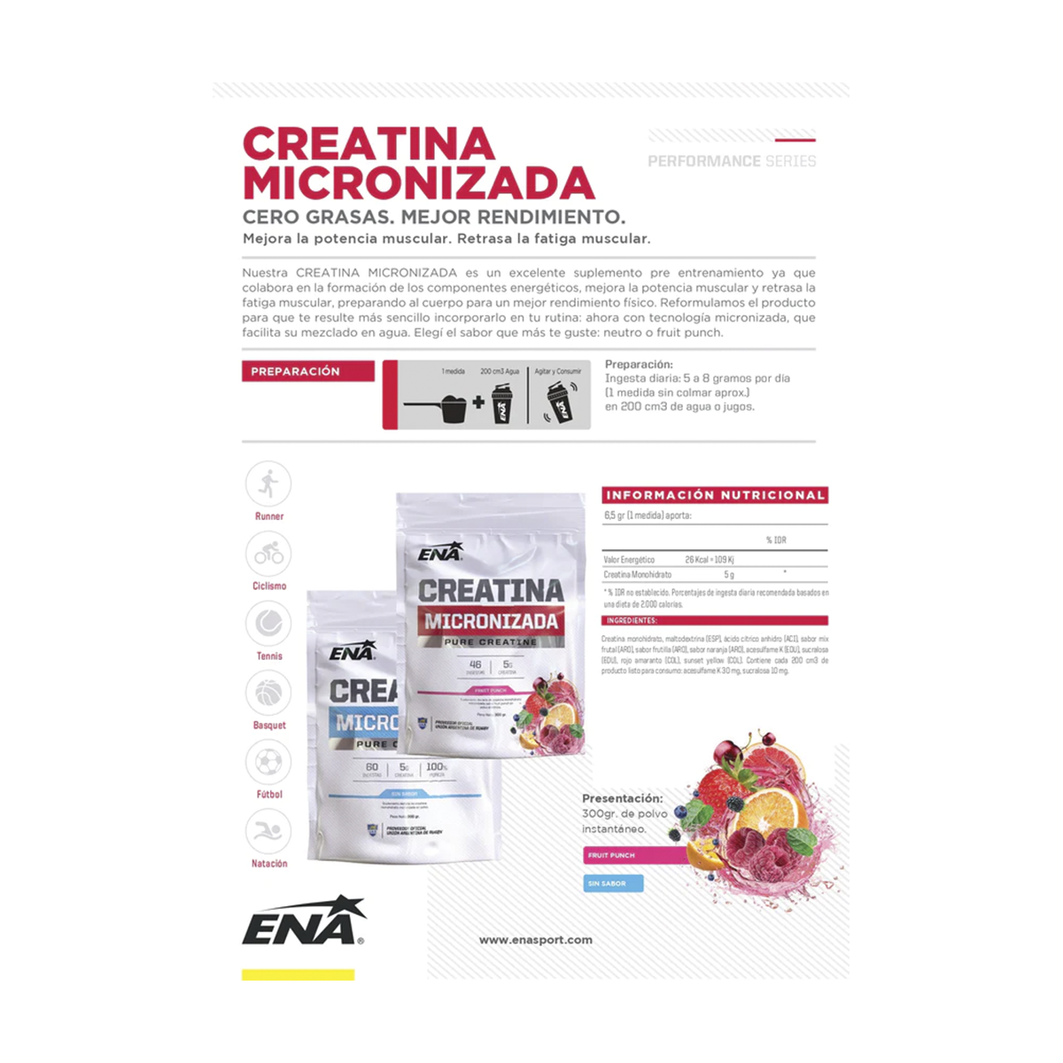 Creatina Micronizada Ena Fruit Punch