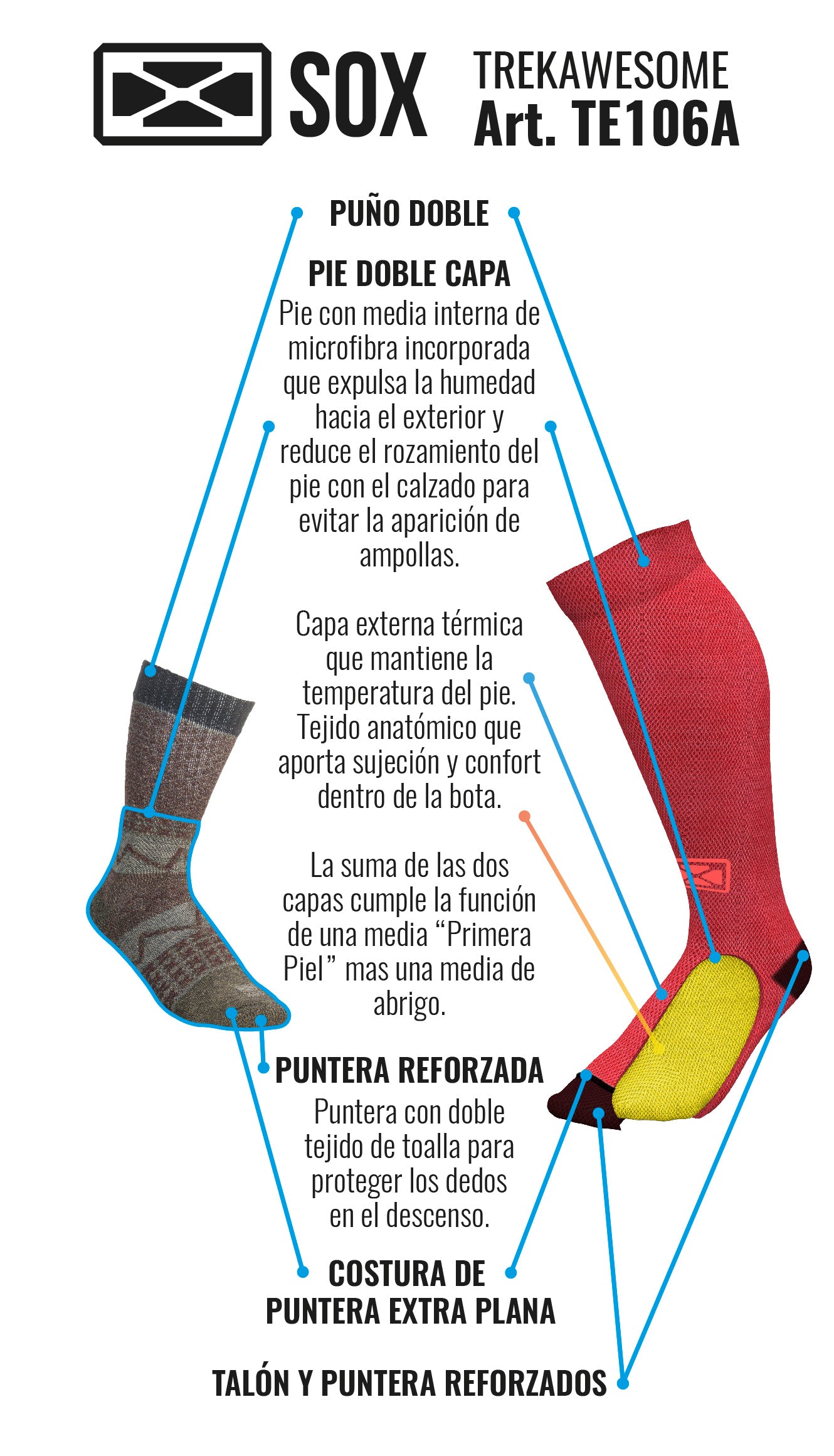Medias Sox Trekawesome Tecnologica Musgo · Outdoor | Trekking · Caña Media Unisex